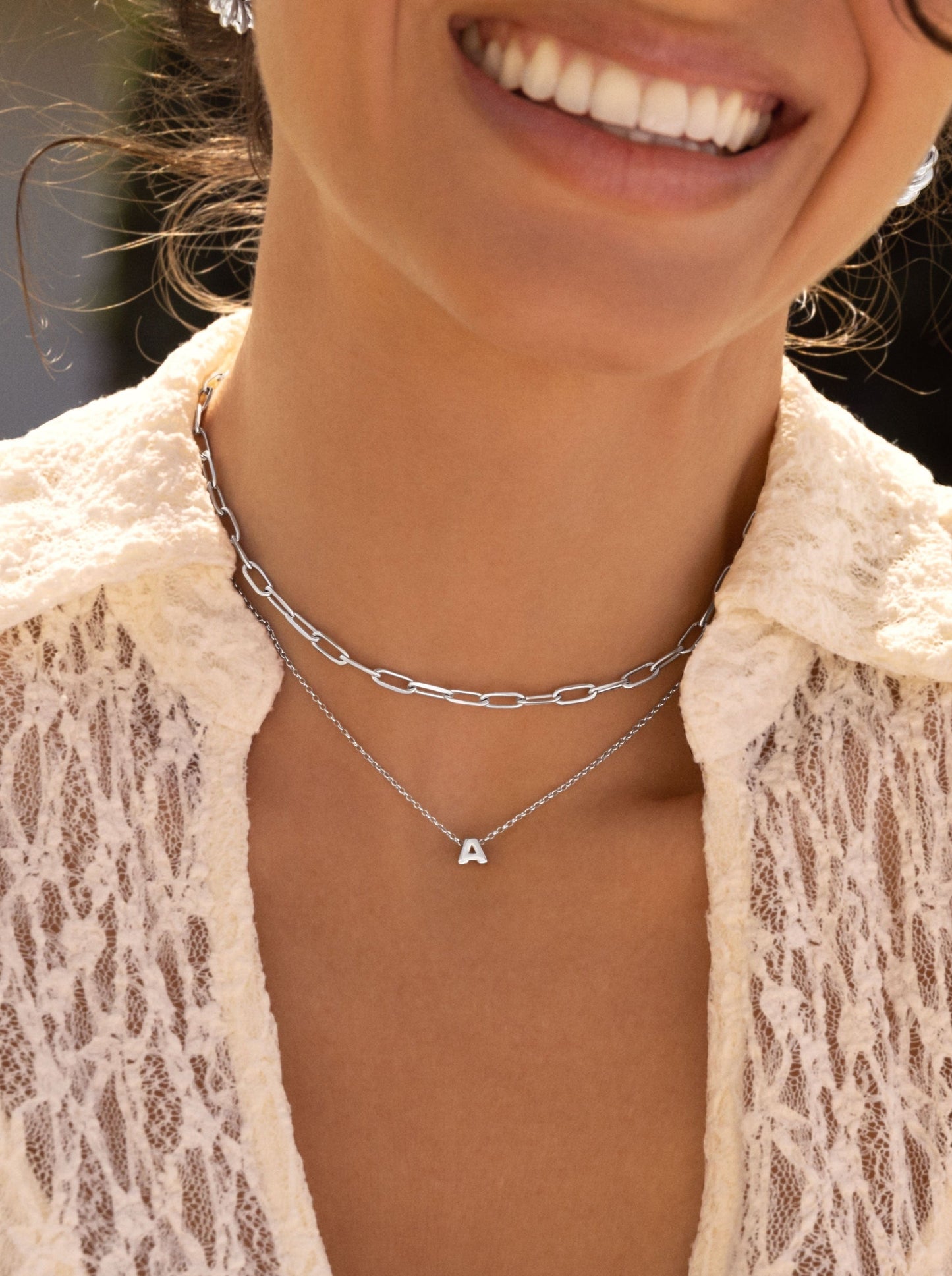 Zilveren ketting met gepersonaliseerd initiaal